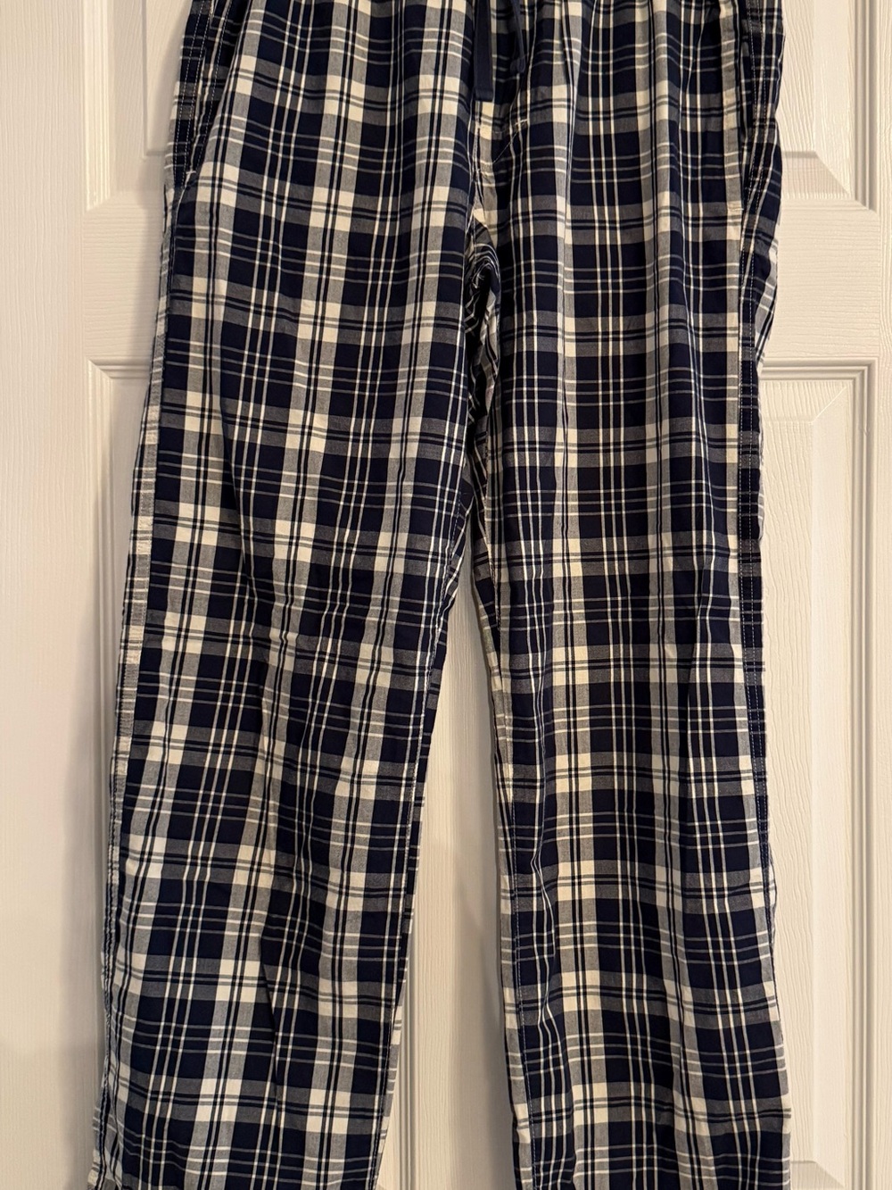 Gap Men's Navy and White Plaid Lounge Pants
